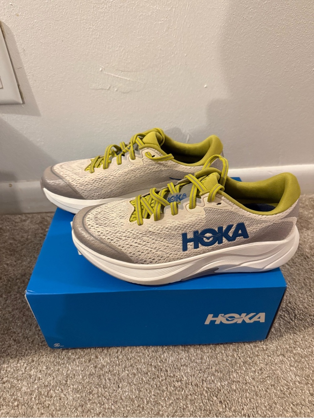 Hoka Kids Sneakers in Light Gray, Olive and Blue
